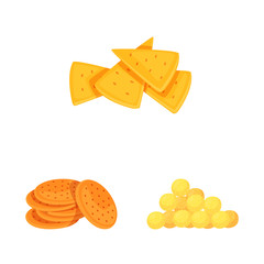 Isolated object of food and crunchy symbol. Set of food and flavor stock vector illustration.