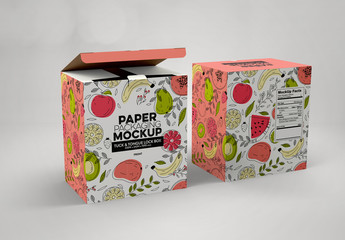 Paper Boxes Tuck and Tongue Lock Packaging Mockup