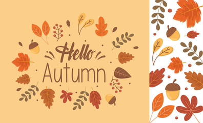 hello autumn banner season design
