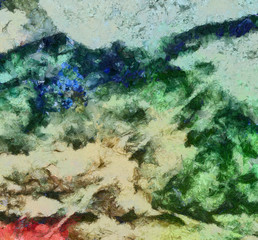 Grunge close up oil painting background. Simple design pattern. Drawn texture. Graphic template for wallpaper or different digital products creation. Macro paint strokes.