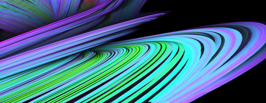 abstract composition randomly twisted multi-colored stripes, 3D graphics