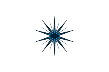 Fototapeta premium Blue Christmas xmas celebrating decorative acute star snowflake flower vector isolated on white background