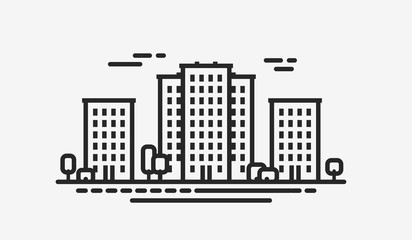 City icon. Cityscape, construction, building symbol. Vector illustration