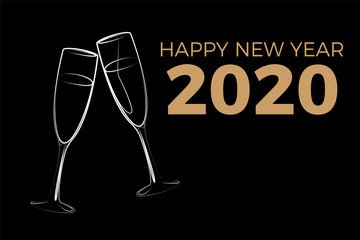 Happy new year 2020 Sektgläser
