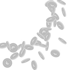 European Union Euro coins falling. Scattered black