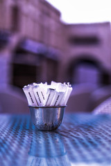 cup of coffee on black background