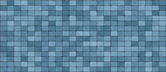 Blue decorative tiles wall abstract background.  Realistic vector illustration