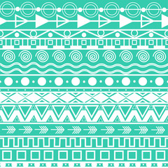 Horizontal lines seamless aztec pattern. Bohemian hippie elements-zigzag, triangles, circles and lines, tribal decoration for different clothes, wrapping paper and notebooks. Geometric retro texture