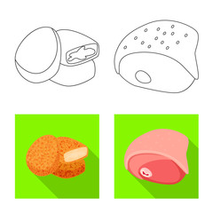 Vector illustration of product and poultry logo. Set of product and agriculture stock vector illustration.