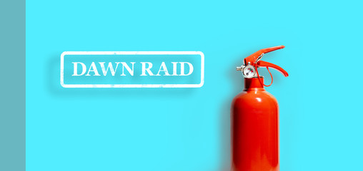 Fire Extinguisher in case of Dawn Raids - Competition and antitrust business law concept banner