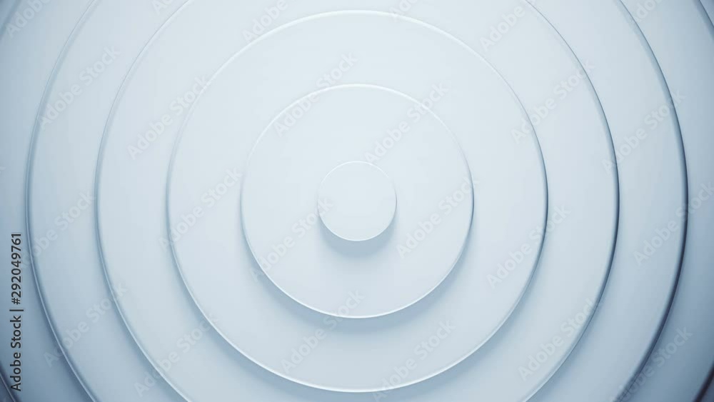 Poster 3d render circles rising form the center. simple geometric pattern with rings motion. abstract circu
