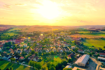 Village in Czech Republic sunset