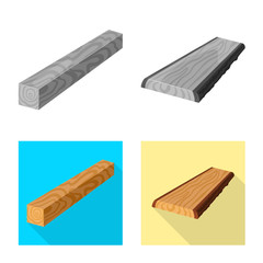 Vector design of tree and raw symbol. Set of tree and construction stock vector illustration.