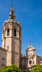 Cathedral church historical building in Valencia  at Placa Reina, Spain