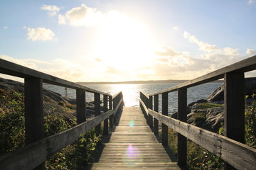 wooden bridge over lake