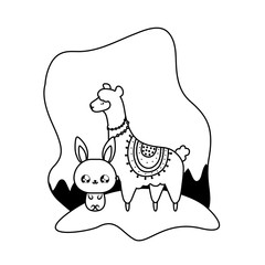 cute rabbit with alpaca baby animals kawaii