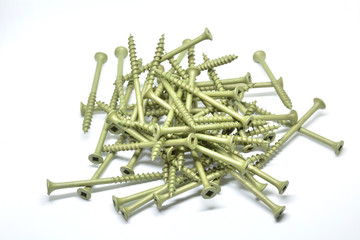 Isolated wood screw pile gathered into a heap