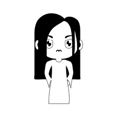 silhouette of girl disguised as a zombie on white background