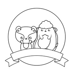 cute raccoon with sheep baby animals kawaii
