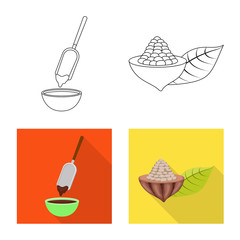 Vector design of food and yummy logo. Set of food and brown stock vector illustration.