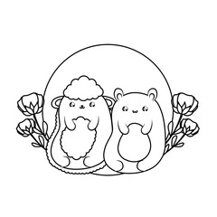 cute sheep with bear baby animals kawaii