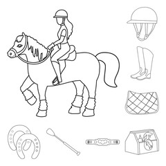 Vector design of horseback and equestrian sign. Collection of horseback and horse stock vector illustration.