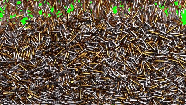 Hundreds of Bullet Shells Fill the Screen Wipe with Luma Matte