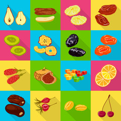 Vector design of fruit and dried icon. Set of fruit and food stock symbol for web.