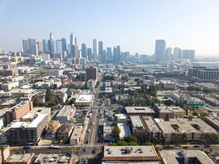 Naklejka na ściany i meble Downtown Los Angeles skyline aerial landscape views