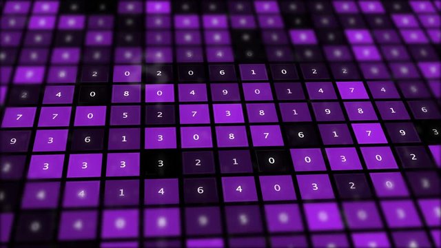 Creative artwork with numbers combinations in purple shades.