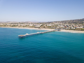 San Clemente pier on a sunny day aerial landscape views - obrazy, fototapety, plakaty