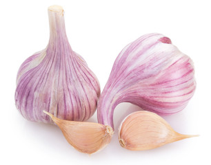 Fresh garlic on white background