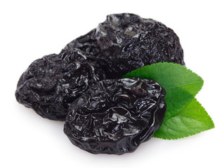 Prunes on white background