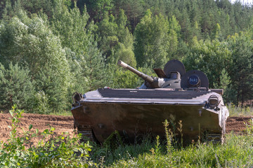 BMP-2 amphibious infantry fighting vehicle in the forest