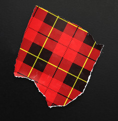 pieces of torn red paper texture on black background