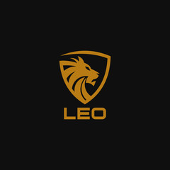 Lion head logo design inspiration on shied shape