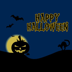 Illustration of Pumpkin and bats for Happy Halloween