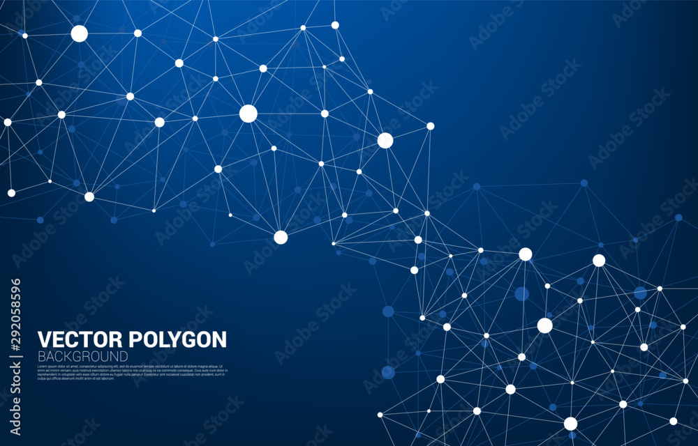 Aufkleber Network Connecting dot polygon background. Concept of Network Business, technology, Data and chemical. Dot connect line abstract background represent futuristic network and data transformation