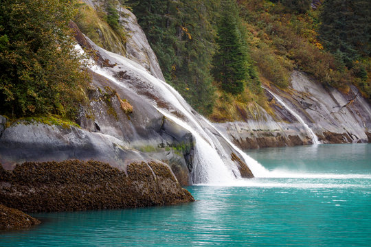 Waterfall photographed in the Tracy Arm Wilderness area Alaska.