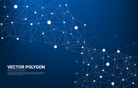 Network Connecting dot polygon background. Concept of Network Business, technology, Data and chemical. Dot connect line abstract background represent futuristic network and data transformation