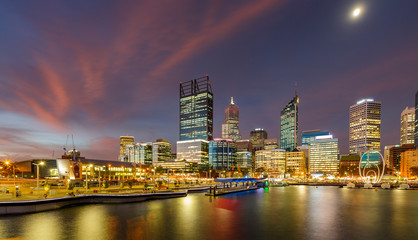 Elizabeth Quay Perth Western Australia in the blue hour after sunset