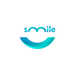smile logo blue design vector template illustration