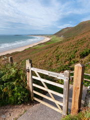 Fototapeta na wymiar Worms Head South Wales Gower peninsula outside coastal scene