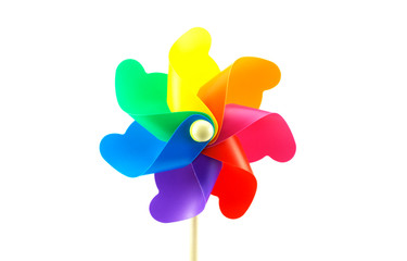 Pinwheel Toy colorful plastic isolated on white background.