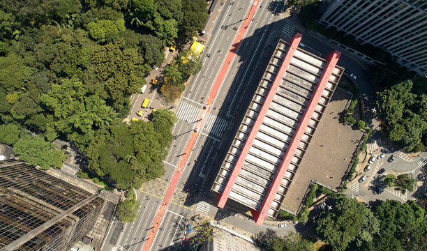Aerial view of Avenida Paulista (Paulista avenue) in Sao Paulo city, Brazil.