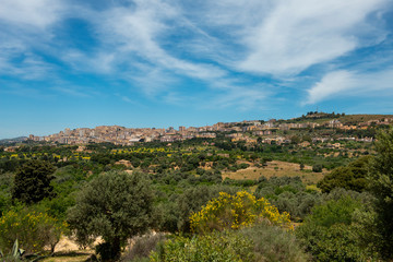 Fototapeta na wymiar View of Agrigento from the Valley ofthe Temples on the Italian island of Sicily