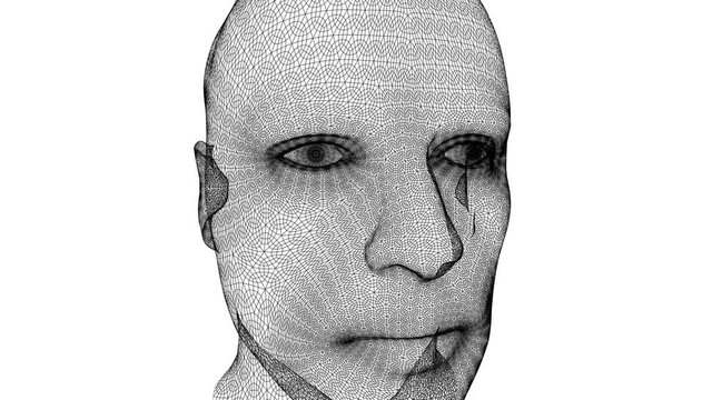  Overview around three-dimensional human face of a mannequin on a white background, isolated, with alpha channel, 3d rendering, 3d illustration