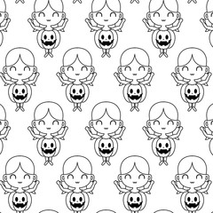 Obraz premium pattern of girl disguised as a pumpkin