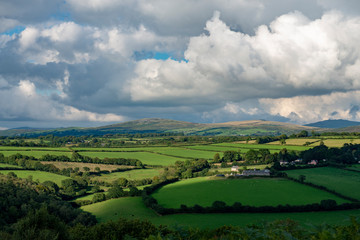 Fototapeta na wymiar View across Dartmoor in Devon on a cloudy day in autumn