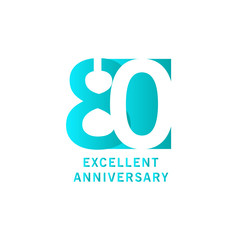 Fototapeta premium 80 Years Excellent Anniversary Vector Template Design illustration